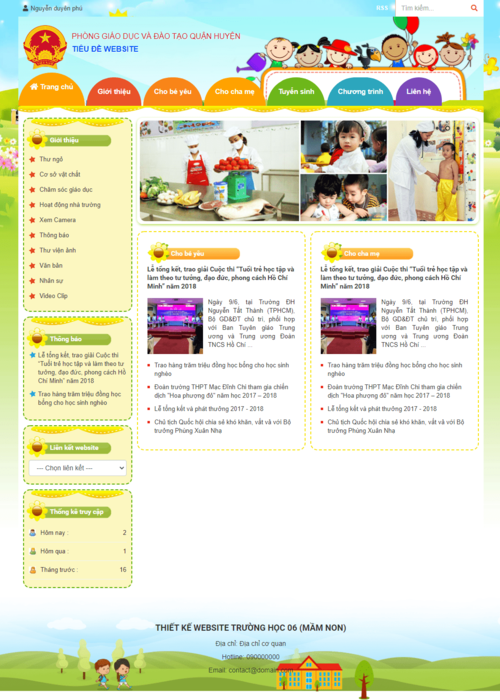 Thiết kế website trường học 06 (Mầm non)