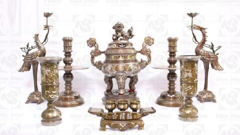 Bộ tam sự khảm tam khí 100cm cao cấp